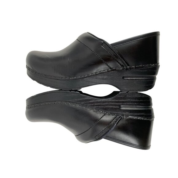 Dansko Black Leather Womens Clogs Size 38 US 7.5-8 Slip-On Comfort Shoes GUC - Picture 6 of 14